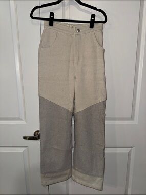 Luna Collective Two-Tone Cream and Gray Panel Sweatpants